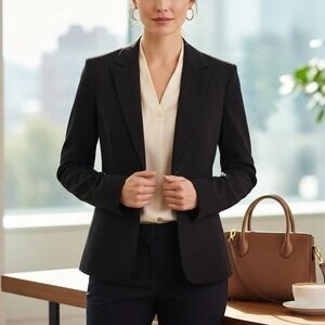 The Limited Collection Women Black 2 Button Soft Shoulder Pads Business Blazer 8